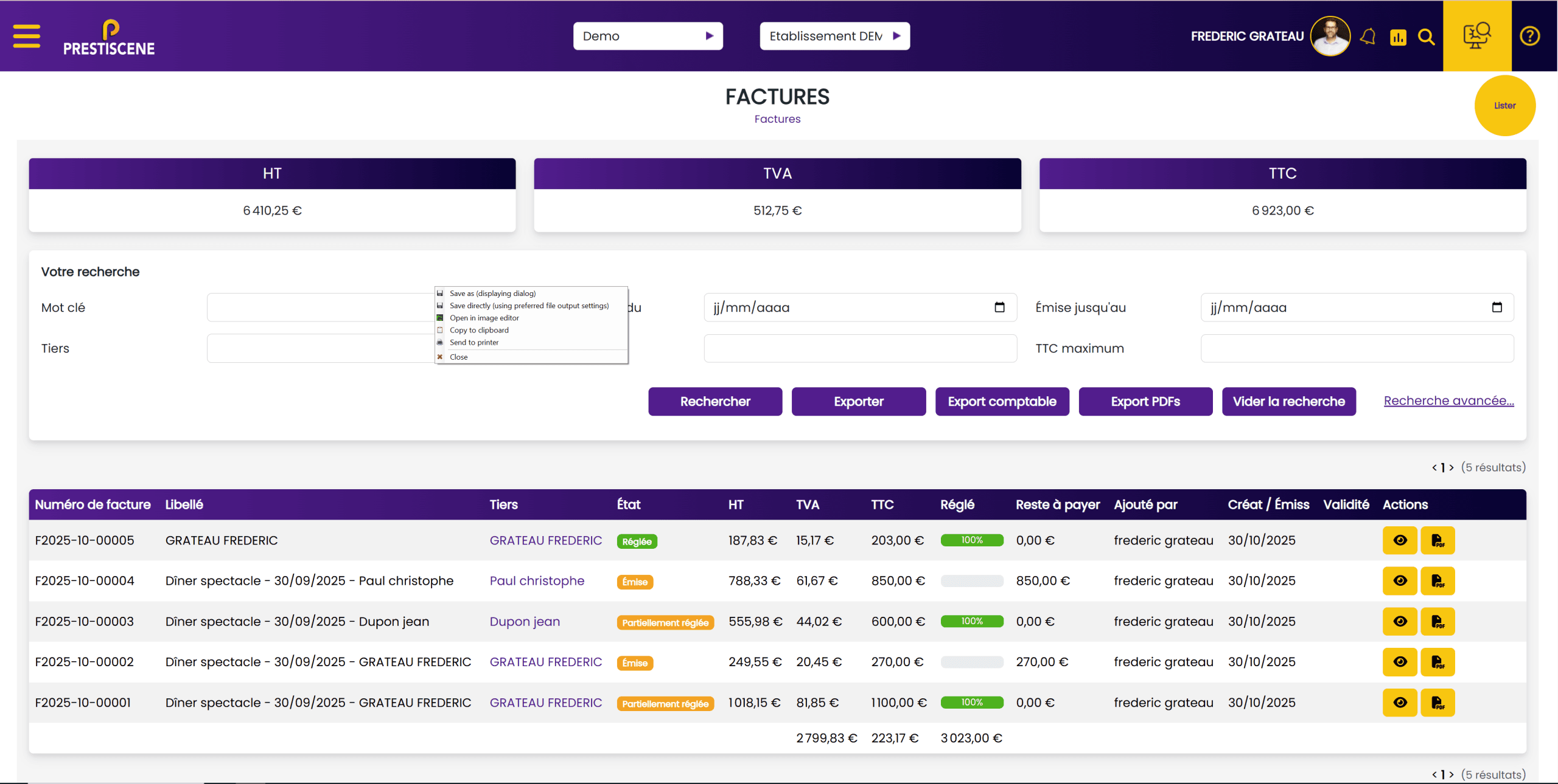 La facturation avec PRESTISCENE : simple, rapide et sans erreur